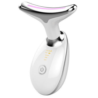 Face and Neck Beauty Device, Micro Glow Facial Machine,7 Color Led Face Neck Massager,Micro Glow Face Sculptor (White)